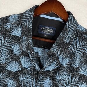 Nat Nast Luxury Originals Mens L Silk Blend Tropical Leaf Floral Button Up Shirt